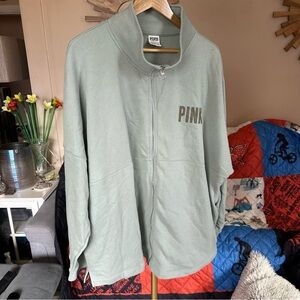 PINK Victoria's Secret Sage Green Zip Mock-neck Jacket